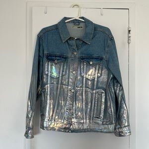 Topshop denim jacket with iridescent accent